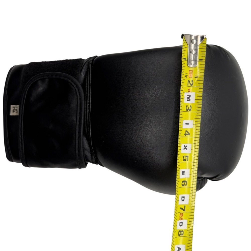 Black 12-oz Boxing Gloves Training Sparring Heavy Bag‎ Hook and Loop Closure - Picture 7 of 8